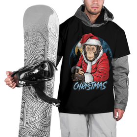 Накидка на куртку 3D с принтом CHRISTMAS (обезьяна) в Кировске, 100% полиэстер |  | chimpanzee | christmas | gorilla | merry christmas | monkey | santa claus | бигфут | гамадрил | гиббон | год обе | горилла | дед мороз | ёлка | животное | зверь | мартышка | новый год | обезьяна | орангутан | подарок | праздник