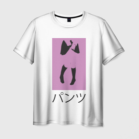 Мужская футболка 3D с принтом панцу в Новосибирске, 100% полиэфир | прямой крой, круглый вырез горловины, длина до линии бедер | 2д | аниме | надписи | ножки | панцу | японские надписи