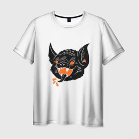 Мужская футболка 3D с принтом Черная Летучая Мышь в Белгороде, 100% полиэфир | прямой крой, круглый вырез горловины, длина до линии бедер | bat | black | halloween | happy | mouse | mystic | летучая | мистика | мышь | радость | хэллоуин | черная