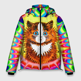 Мужская зимняя куртка 3D с принтом Psychedelic Rainbow Cat в Санкт-Петербурге, верх — 100% полиэстер; подкладка — 100% полиэстер; утеплитель — 100% полиэстер | длина ниже бедра, свободный силуэт Оверсайз. Есть воротник-стойка, отстегивающийся капюшон и ветрозащитная планка. 

Боковые карманы с листочкой на кнопках и внутренний карман на молнии. | benedict cumberbatch | louis wain | louis wains cats | psychedelic rainbow cat | the electrical life | антропоморфный | бенедикт камбербэтч | известный художник | кошачьи миры луиса уэйна | луис вэйн | луис уэйн | радуга | радужный кот