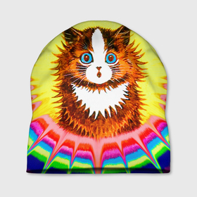 Шапка 3D с принтом Psychedelic Rainbow Cat в Курске, 100% полиэстер | универсальный размер, печать по всей поверхности изделия | benedict cumberbatch | louis wain | louis wains cats | psychedelic rainbow cat | the electrical life | антропоморфный | бенедикт камбербэтч | известный художник | кошачьи миры луиса уэйна | луис вэйн | луис уэйн | радуга | радужный кот