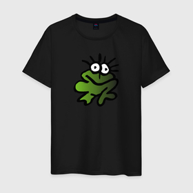 Мужская футболка хлопок с принтом Веселая жабка в Тюмени, 100% хлопок | прямой крой, круглый вырез горловины, длина до линии бедер, слегка спущенное плечо. | cartoon | животные | лес | лягушка | природа | экология | юмор