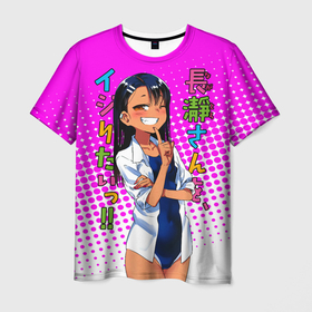 Мужская футболка 3D с принтом Nagatоro , 100% полиэфир | прямой крой, круглый вырез горловины, длина до линии бедер | anime | cat | manga | nagatoro | school | schoolgirl | аниме | ианга | кошка | нагаторо | хвост | школа | школьница