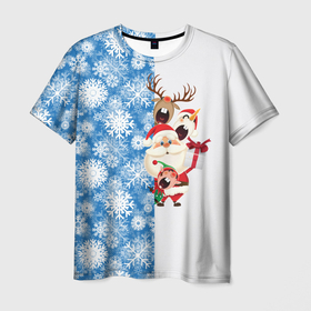 Мужская футболка 3D с принтом Подарок от Санты в Тюмени, 100% полиэфир | прямой крой, круглый вырез горловины, длина до линии бедер | christmas | merry christmas | santa claus | гном | дед мороз | ёлка | зима | мороз | новый год | олень | подарок | праздник | рождество | с новым годом | санта клаус | снеговик | снегурочка | снежинки