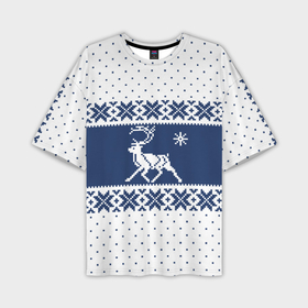 Мужская футболка OVERSIZE 3D с принтом Северный Олень (звезда) ,  |  | merry christmas | алатырь | бабушкин свитер | ёлка | животное | зверь | лось | новый год | обережная вышивка | олень | орнамент | охота | подарок | рогач | рождество | свитер | свитер с оленями