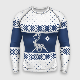 Мужской рашгард 3D с принтом Северный Олень (звезда) в Кировске,  |  | merry christmas | алатырь | бабушкин свитер | ёлка | животное | зверь | лось | новый год | обережная вышивка | олень | орнамент | охота | подарок | рогач | рождество | свитер | свитер с оленями