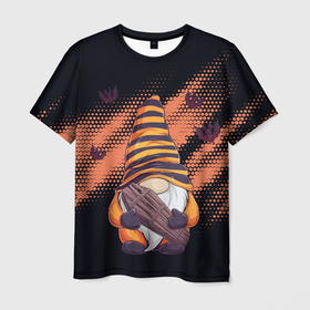 Мужская футболка 3D с принтом Гномик Хэлл в Кировске, 100% полиэфир | прямой крой, круглый вырез горловины, длина до линии бедер | halloween | арт | гном | графика | зомби | мистика | праздник | тыква | ужасы | хэллоуин