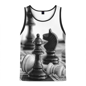 Мужская майка 3D с принтом Шах и мат Шахматы , 100% полиэстер | круглая горловина, приталенный силуэт, длина до линии бедра. Пройма и горловина окантованы тонкой бейкой | доска | игра | игровая | игры | кони | конь | короли | король | логика | логичные | настольная | настольные | пешка | пешки | спорт | спортивная | ферзь | шахматный | шахматы