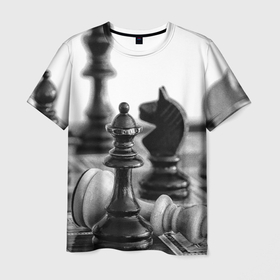 Мужская футболка 3D с принтом Шах и мат Шахматы в Санкт-Петербурге, 100% полиэфир | прямой крой, круглый вырез горловины, длина до линии бедер | доска | игра | игровая | игры | кони | конь | короли | король | логика | логичные | настольная | настольные | пешка | пешки | спорт | спортивная | ферзь | шахматный | шахматы