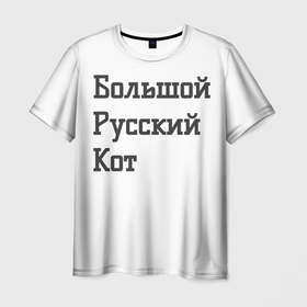 Мужская футболка 3D с принтом Большой Русский Кот в Екатеринбурге, 100% полиэфир | прямой крой, круглый вырез горловины, длина до линии бедер | 