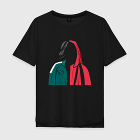 Мужская футболка хлопок Oversize с принтом Squid game 9 в Белгороде, 100% хлопок | свободный крой, круглый ворот, “спинка” длиннее передней части | squid game | игра на выживание | кан сэ бёк | королевская битва | сон ки хун | хван дон хёк | чхо сан воо