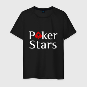 Мужская футболка хлопок с принтом PokerStars логотип в Белгороде, 100% хлопок | прямой крой, круглый вырез горловины, длина до линии бедер, слегка спущенное плечо. | poker | poker stars | pokerstars | карты | лого | логотип | покер | покер старс | покерстарс