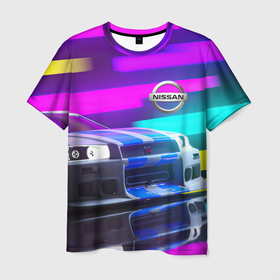 Мужская футболка 3D с принтом NISSAN GT R SKYLINE в Санкт-Петербурге, 100% полиэфир | прямой крой, круглый вырез горловины, длина до линии бедер | auto | brend | nismo | nissan | sport | авто | автомобиль | автомобильные | бренд | марка | машины | ниссан | спорт