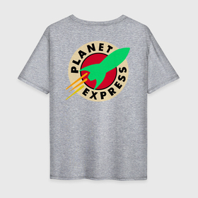 Мужская футболка хлопок Oversize с принтом Футурама   Межпланетный экспресс в Новосибирске, 100% хлопок | свободный крой, круглый ворот, “спинка” длиннее передней части | межгалактический корабль | межпланетный экспресс | планетарный экспресс | планетный экспресс | футурама