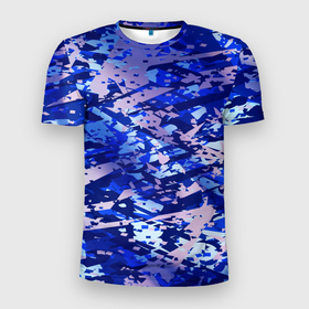 Мужская футболка 3D Slim с принтом Абстрактный микс в Санкт-Петербурге, 100% полиэстер с улучшенными характеристиками | приталенный силуэт, круглая горловина, широкие плечи, сужается к линии бедра | абстрактный | абстракция | иллюстрация | краска | пятна | синий | узор | цветной