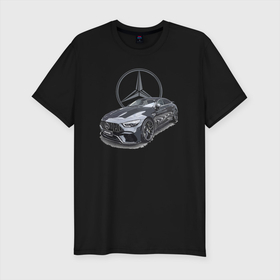Мужская футболка хлопок Slim с принтом Mercedes AMG Motorsport в Новосибирске, 92% хлопок, 8% лайкра | приталенный силуэт, круглый вырез ворота, длина до линии бедра, короткий рукав | amg | car | germany | mercedes | motorsport | power | prestige | автомобиль | автоспорт | мерседес | мощь | престиж