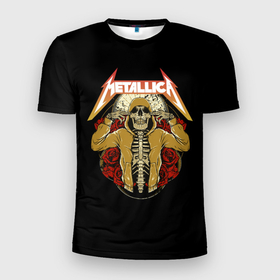 Мужская футболка 3D Slim с принтом МЕТАЛЛИКА | РОК (Z) в Белгороде, 100% полиэстер с улучшенными характеристиками | приталенный силуэт, круглая горловина, широкие плечи, сужается к линии бедра | kobein | kurt kobein | metalica | metallica | rock | курт кобейн | металика | металлика | рок | супер звезда