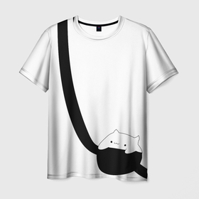 Мужская футболка 3D с принтом Cat в кармашке в Белгороде, 100% полиэфир | прямой крой, круглый вырез горловины, длина до линии бедер | Тематика изображения на принте: bongo cat | cat | карман | кот | кот в сумке