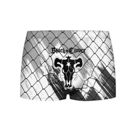 Мужские трусы 3D с принтом Чёрный клевер бык за решеткой. в Санкт-Петербурге, 50% хлопок, 50% полиэстер | классическая посадка, на поясе мягкая тканевая резинка | asta | black bull | black clover | bull | clover | аста | бык | клевер | чёрный бык | чёрный клевер