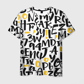 Мужская футболка 3D с принтом Буквенный бум , 100% полиэфир | прямой крой, круглый вырез горловины, длина до линии бедер | алфавит | арт | буквы | иллюстрация | текст
