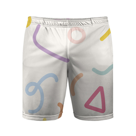 Мужские шорты спортивные с принтом Разные линии в Тюмени,  |  | background | colorful | lines | иллюстрация | синий