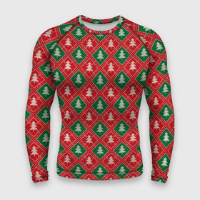 Мужской рашгард 3D с принтом Ёлочки (красно зелёные) в Курске,  |  | merry christmas | бабушкин свитер | дед мороз | ёлка | елочные шары | новогодний подарок | новый год | подарок | природа | рождество | свитер | свитер с ёлками | снежинки