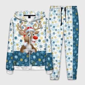 Мужской костюм 3D с принтом Весёлый Оленёнок в Санкт-Петербурге, 100% полиэстер | Манжеты и пояс оформлены тканевой резинкой, двухслойный капюшон со шнурком для регулировки, карманы спереди | christmas | santa claus | дед мороз | ёлка | зима | игрушки | лось | мороз | новогодние олени | новый год | оленёнок бэмби | оленёнок рудольф | олень | подарок | праздник | рождество | с новым годом | сантаклаус
