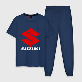 Мужская пижама хлопок с принтом SUZUKI   СУЗУКИ ЛОГО НАДПИСЬ , 100% хлопок | брюки и футболка прямого кроя, без карманов, на брюках мягкая резинка на поясе и по низу штанин
 | Тематика изображения на принте: japan | suzuki | suzuki logo | suzuki motor corporation | tokyo | авто | автомобиль | сидзуока | судзуки | судзуки кабусикигайся | сузуки | сузуки лого | токио | япония