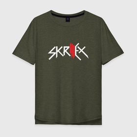 Мужская футболка хлопок Oversize с принтом Скриллекс в Санкт-Петербурге, 100% хлопок | свободный крой, круглый ворот, “спинка” длиннее передней части | rock | skrillex | музыка | рок | скриллекс
