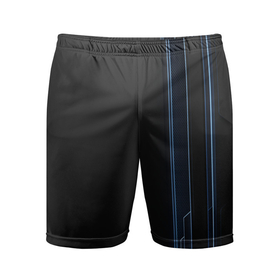 Мужские шорты спортивные с принтом сдвиг ,  |  | линия | пустой | свет | синий | черный