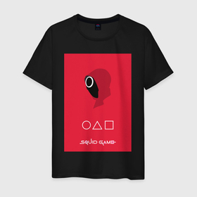 Мужская футболка хлопок с принтом Squid game ( Red) в Екатеринбурге, 100% хлопок | прямой крой, круглый вырез горловины, длина до линии бедер, слегка спущенное плечо. | игра | игра в кальмара | кальмар | квадрат | круг | охранник | популярный сериал | треугольник
