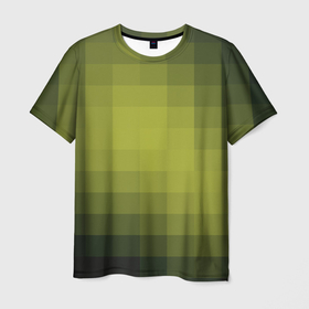 Мужская футболка 3D с принтом Милитари мозаика в Петрозаводске, 100% полиэфир | прямой крой, круглый вырез горловины, длина до линии бедер | Тематика изображения на принте: военный | геометрияквадрат | мозаика | неон | хаки