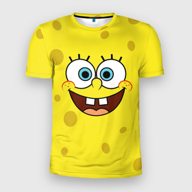 Мужская футболка 3D Slim с принтом Губка Боб   SpongeBob в Санкт-Петербурге, 100% полиэстер с улучшенными характеристиками | приталенный силуэт, круглая горловина, широкие плечи, сужается к линии бедра | sponge bob | spongebob | губка боб | квадратные штаны | сквэр пэнтс | спанч боб