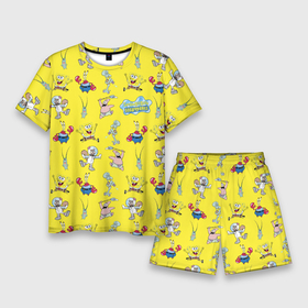 Мужской костюм с шортами 3D с принтом SpongeBob pattern в Санкт-Петербурге,  |  | sponge bob | spongebob | губка боб | квадратные штаны | мистер крабс | патрик | сквидвард | сквэр пэнтс | спанч боб | сэнди чикс | шелдон планктон