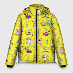 Мужская зимняя куртка 3D с принтом SpongeBob pattern в Тюмени, верх — 100% полиэстер; подкладка — 100% полиэстер; утеплитель — 100% полиэстер | длина ниже бедра, свободный силуэт Оверсайз. Есть воротник-стойка, отстегивающийся капюшон и ветрозащитная планка. 

Боковые карманы с листочкой на кнопках и внутренний карман на молнии. | sponge bob | spongebob | губка боб | квадратные штаны | мистер крабс | патрик | сквидвард | сквэр пэнтс | спанч боб | сэнди чикс | шелдон планктон