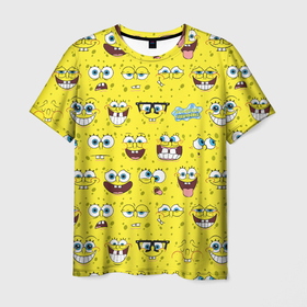 Мужская футболка 3D с принтом Губка Боб паттерн в Тюмени, 100% полиэфир | прямой крой, круглый вырез горловины, длина до линии бедер | sponge bob | spongebob | губка боб | квадратные штаны | сквэр пэнтс | спанч боб