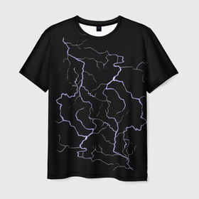 Мужская футболка 3D с принтом МОЛНИЯ | LIGHTNING в Петрозаводске, 100% полиэфир | прямой крой, круглый вырез горловины, длина до линии бедер | lightning | purple lightning | вспышка | гром | молния | фиолетовая молния