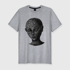 Мужская футболка хлопок Slim с принтом Червовек в Белгороде, 92% хлопок, 8% лайкра | приталенный силуэт, круглый вырез ворота, длина до линии бедра, короткий рукав | dark | halloween | horror | мрачное | портрет | сюрреализм | черви