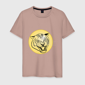 Мужская футболка хлопок с принтом Тигр на новогоднем шарике в Белгороде, 100% хлопок | прямой крой, круглый вырез горловины, длина до линии бедер, слегка спущенное плечо. | golden | head | holiday | mascot | new year | symbol | tiger | year of the tiger | год тигра | голова | золотой | новый год | праздник | символ | талисман | тигр