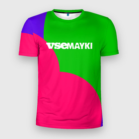 Мужская футболка 3D Slim с принтом VseMayki Logo в Курске, 100% полиэстер с улучшенными характеристиками | приталенный силуэт, круглая горловина, широкие плечи, сужается к линии бедра | vse mayki | vsemayki | все майки | всемайки | лого | майки