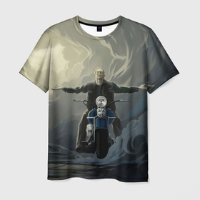 Мужская футболка 3D с принтом Прощай Джекс в Новосибирске, 100% полиэфир | прямой крой, круглый вырез горловины, длина до линии бедер | Тематика изображения на принте: biker | bikers | son of anarchy | байкер | байкеры | сериал | сериалы | сыны анархии