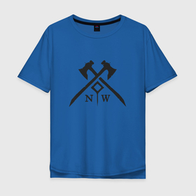 Мужская футболка хлопок Oversize с принтом Logo New World в Курске, 100% хлопок | свободный крой, круглый ворот, “спинка” длиннее передней части | game | games | mmo | new world | игра | игры | ммо | новый мир | нью ворлд