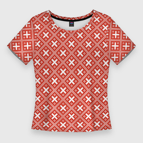 Женская футболка 3D Slim с принтом Обережная Вышивка Засеянное Поле в Тюмени,  |  | Тематика изображения на принте: 