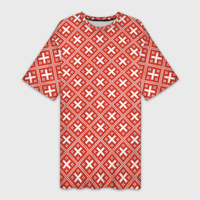 Платье-футболка 3D с принтом Обережная Вышивка Засеянное Поле в Тюмени,  |  | Тематика изображения на принте: 