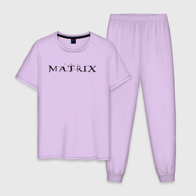 Мужская пижама хлопок с принтом the MATRIX логотип в Санкт-Петербурге, 100% хлопок | брюки и футболка прямого кроя, без карманов, на брюках мягкая резинка на поясе и по низу штанин
 | matrix | morpheous | neo | trinity | избранный | матрица | морфеус | нео | тринити