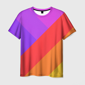 Мужская футболка 3D с принтом РАДУЖНАЯ ГЕОМЕТРИЯ   RAINBOW GEOMETRY в Белгороде, 100% полиэфир | прямой крой, круглый вырез горловины, длина до линии бедер | abstraction | geometry | hexagon | neon | paints | rainbow | stripes | texture | triangle | абстракция | брызги | геометрия | краски | неон | радуга | соты | текстура