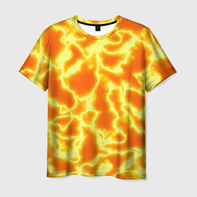 Мужская футболка 3D с принтом Огненная вспышка в Тюмени, 100% полиэфир | прямой крой, круглый вырез горловины, длина до линии бедер | Тематика изображения на принте: abstract | fire | flame | flash | gradient | lightning | neon | orange | абстракция | в огне | взрыв | вспышка | горящий | градиент | лава | молния | неоновый | огненные молнии | огонь | оранжевый принт | переливы | пламя | пожар