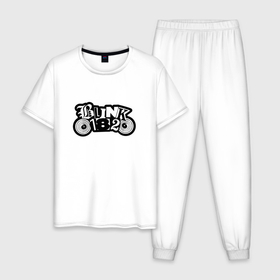 Мужская пижама хлопок с принтом Blink 182 лого в Екатеринбурге, 100% хлопок | брюки и футболка прямого кроя, без карманов, на брюках мягкая резинка на поясе и по низу штанин
 | blink | california | pop | punk | rock | блинк | группа | калифорния | панк | рок