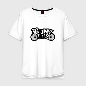Мужская футболка хлопок Oversize с принтом Blink 182 лого в Белгороде, 100% хлопок | свободный крой, круглый ворот, “спинка” длиннее передней части | Тематика изображения на принте: blink | california | pop | punk | rock | блинк | группа | калифорния | панк | рок