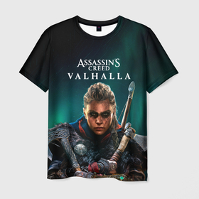 Мужская футболка 3D с принтом Assassins Creed, Valhalla в Петрозаводске, 100% полиэфир | прямой крой, круглый вырез горловины, длина до линии бедер | asasins | slayer | valhalla | асасин | ассасин крид | ассассин | вaльгала | вальгалла | вальхала | тамплиеры